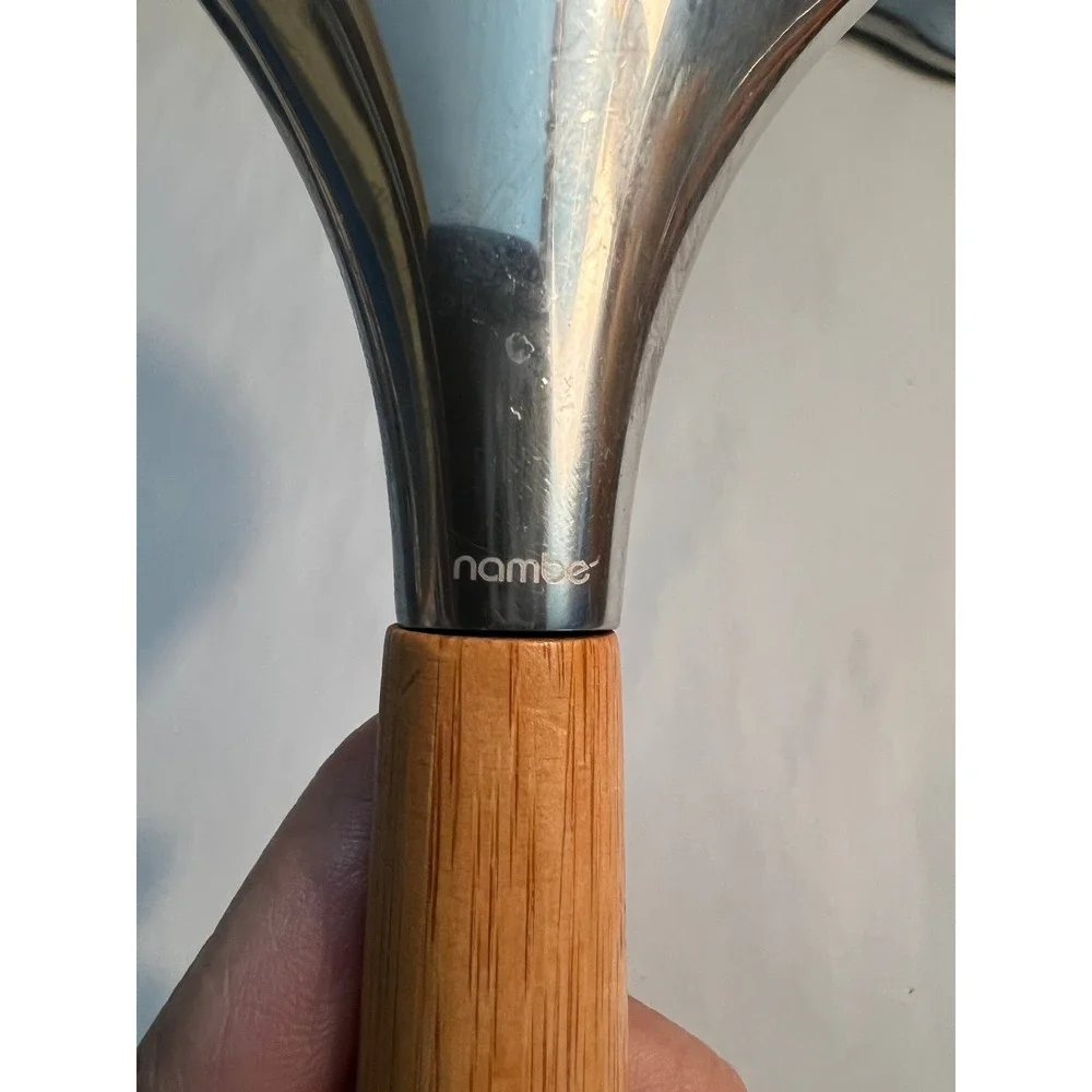 Nambe‎ Modernist Light Teak Wood / Stainless Steel Salad Serving Set